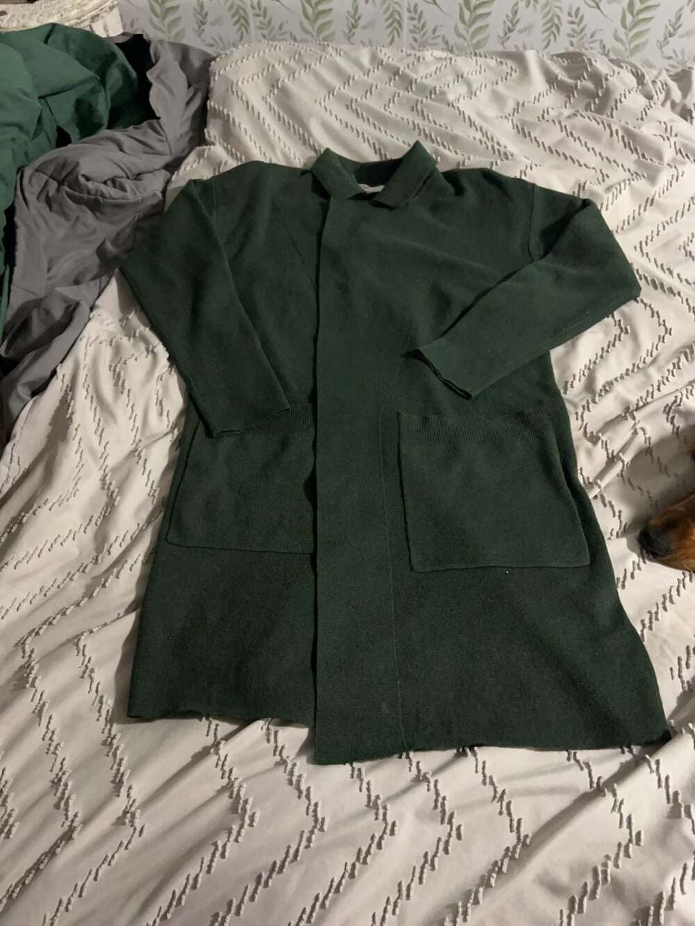 Andrea Jovine Women's Green Open Front Knit Cardigan Size S